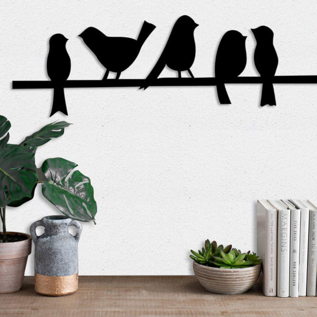 Art Street Bird On Branch MDF Plaque Painted Cutout Ready to Hang Home Decor Art