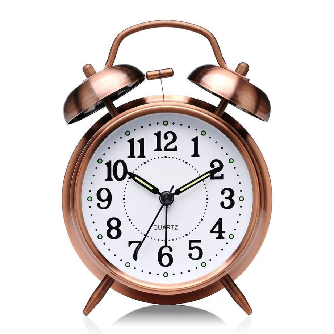  Round Golden Twin Bell Table Alarm Clock