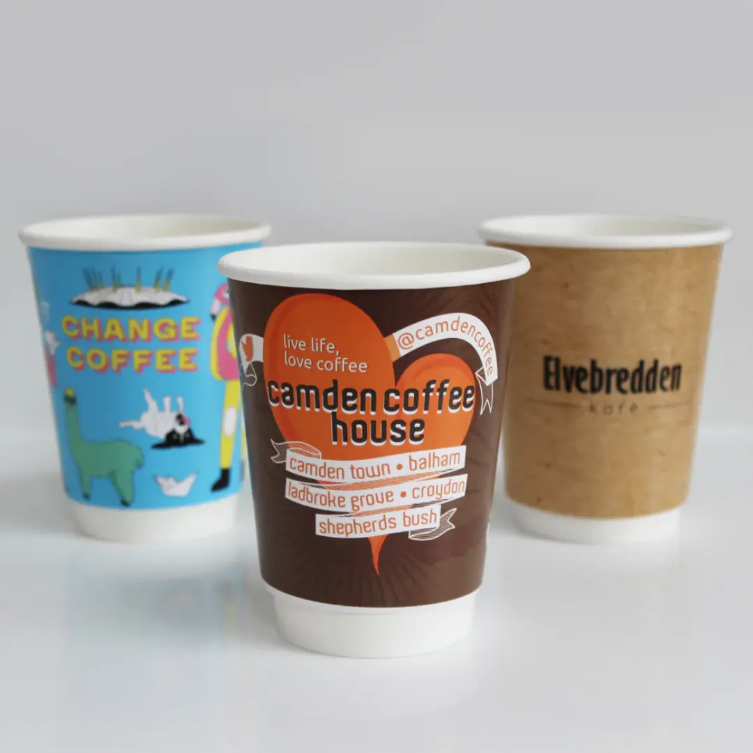 8oz PE Double Wall Custom Coffee Cups – UK Wholesale Supplier