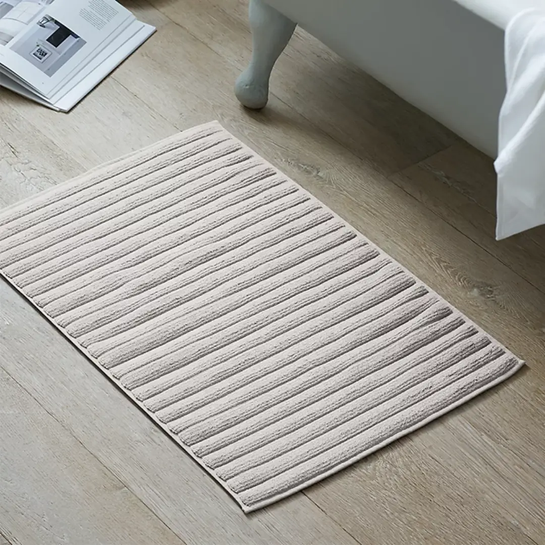Rib Hydrocotton Natural Woven Bath Mat – Soft & Absorbent | USA Supplier