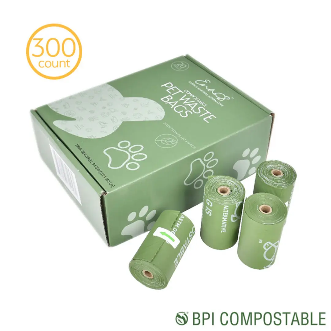 Compostable Pet Waste Bags – 15 Bags/Roll, 20 Rolls | USA Supplier