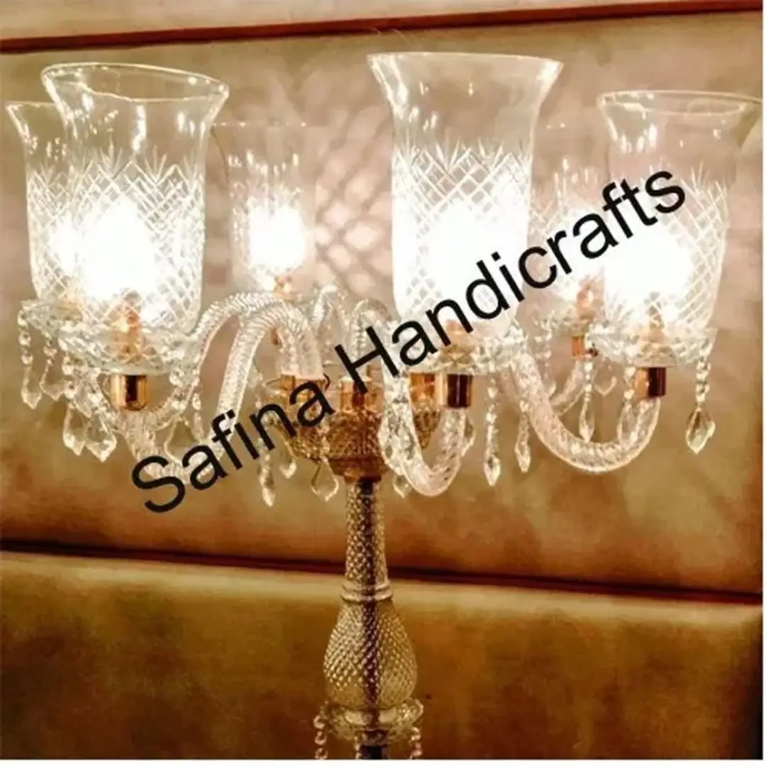 Transparent and Gold Glass Wedding Candelabra Centerpieces, Wholesale Supplier