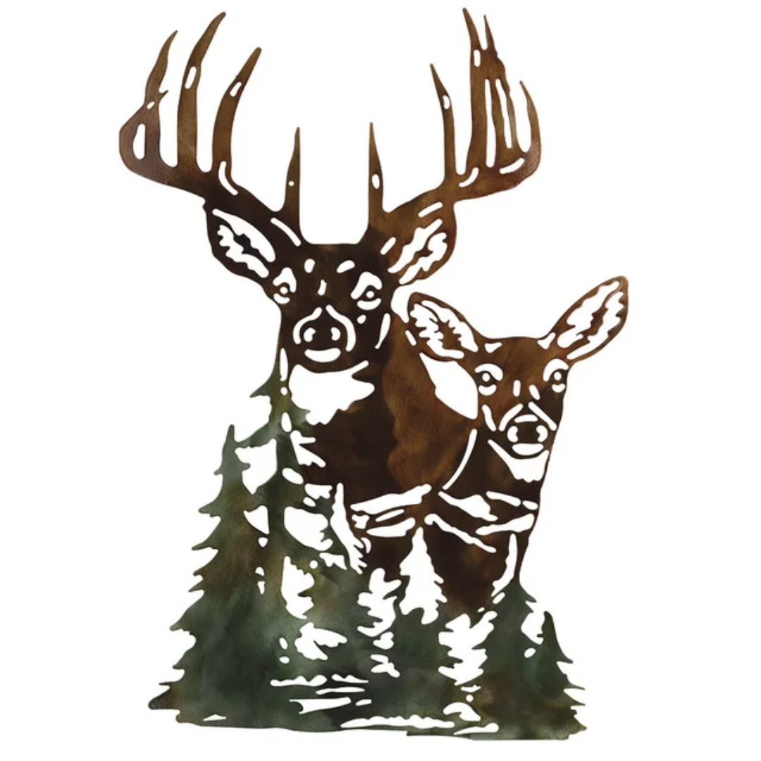 Forest Deer Metal Wall Art – Rustic Wildlife Decor | USA Supplier