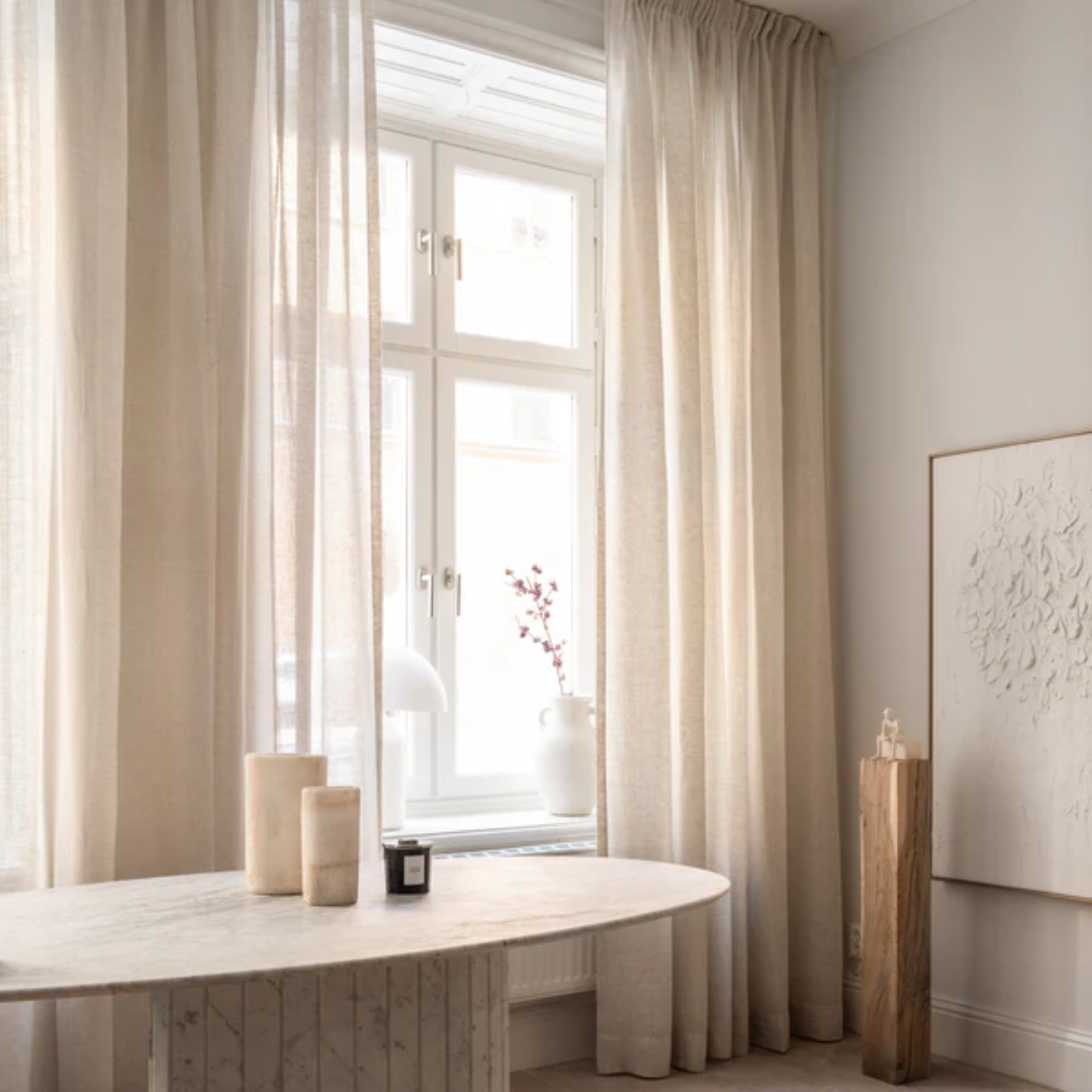 Sheer Linen Curtain Sand – Elegant Fabric | UK Supplier