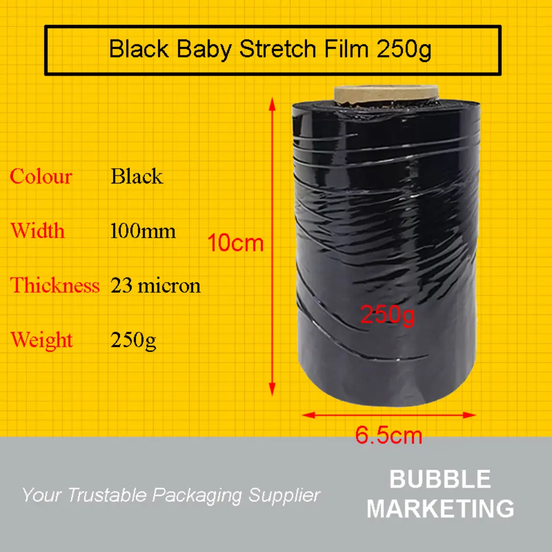 Black Baby Mini Stretch Film 100mm x 250g – Malaysia Supply
