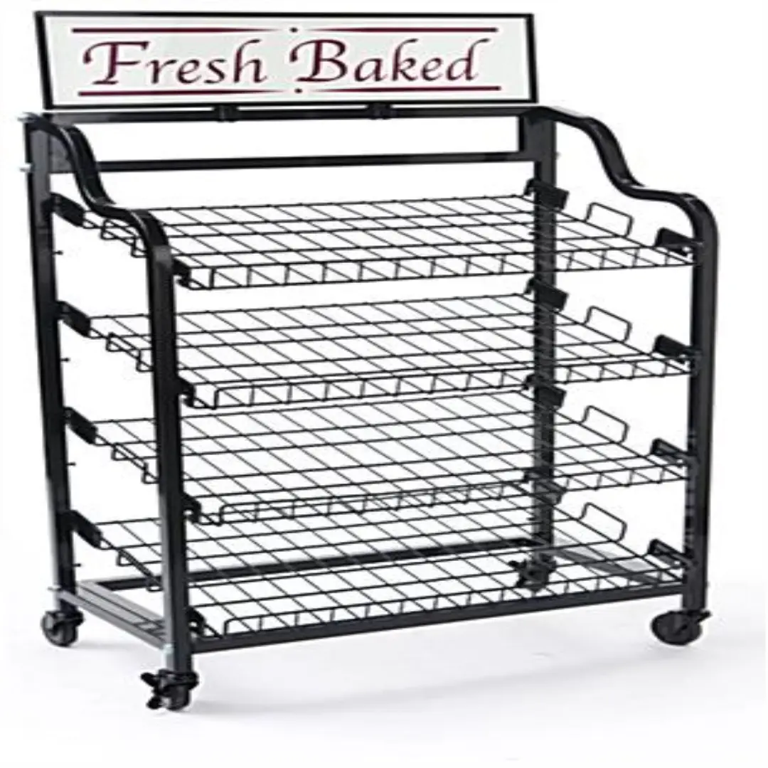 Bakery Display Rack with Wheels & Adjustable Shelves – Commercial Use | USA Supplier