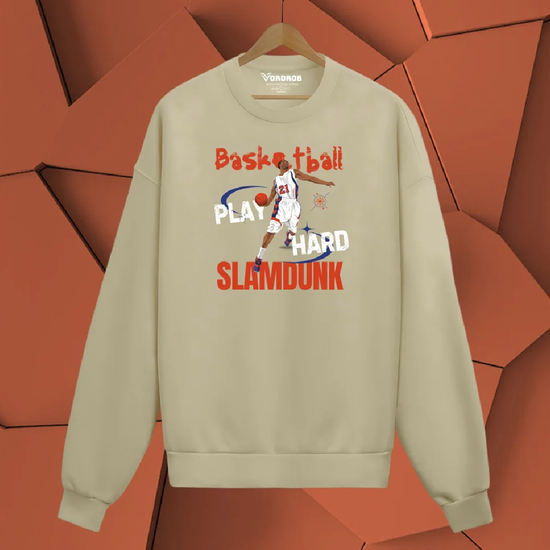 Vordrob Beige Mens Cotton Printed Sweatshirt