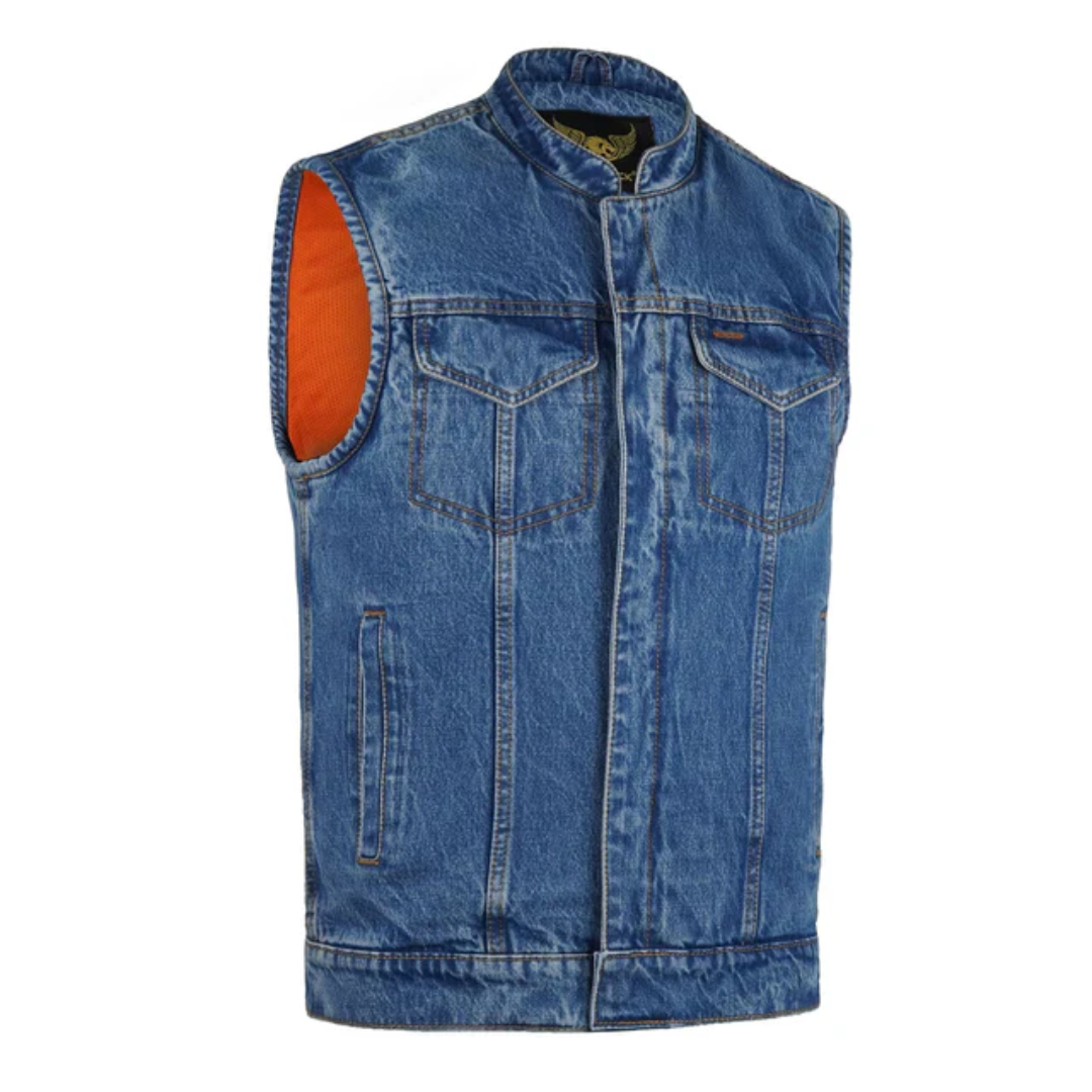 Men’s Aura Style Blue Denim Vest – UK Fashion Supplier