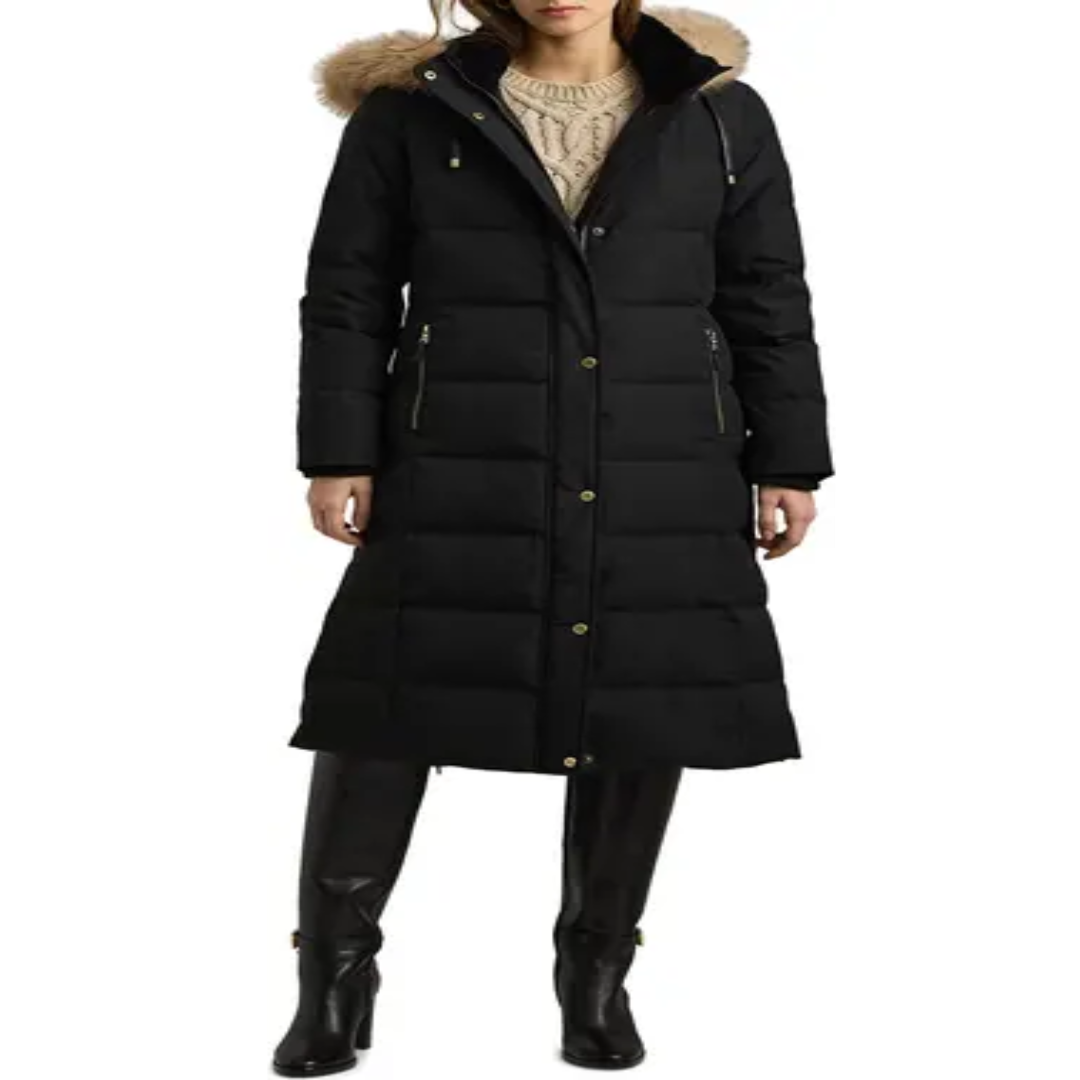 Winter Puffer Coat with Faux Fur Hood – Heritage Down Jacket | Supplier USA