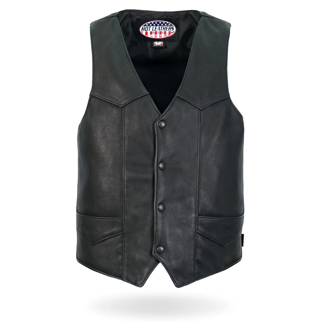 Men's Premium Biker Leather Vest – Classic Style | US Supplier