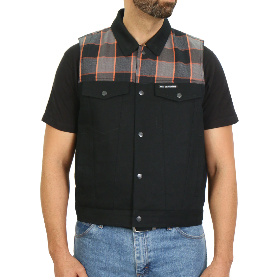 Hot Leathers Men’s Classic Denim Vest | US Supplier