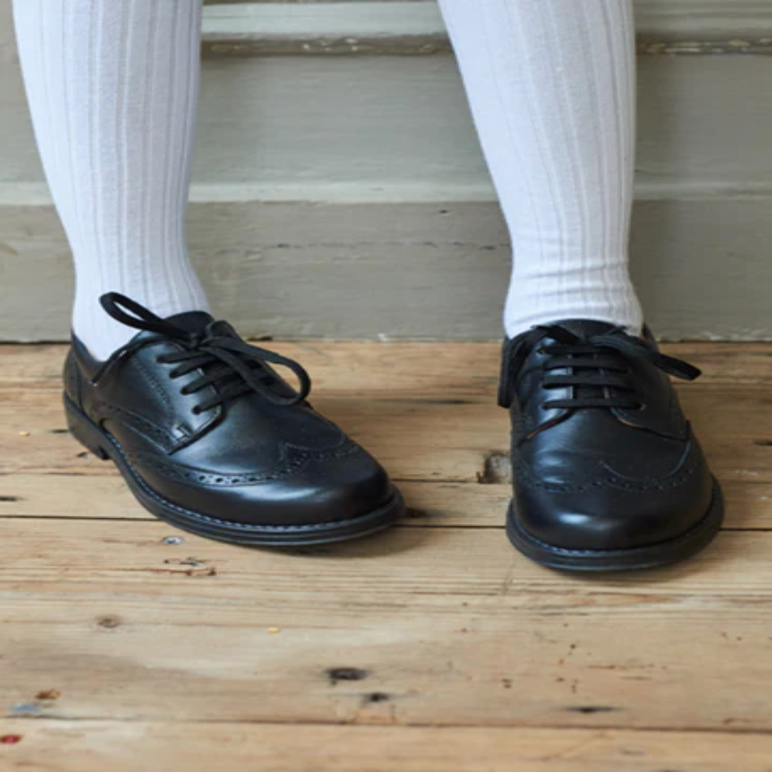 Kids Black Leather Lace-Up School Shoes – Uniform Footwear | UK Supplier