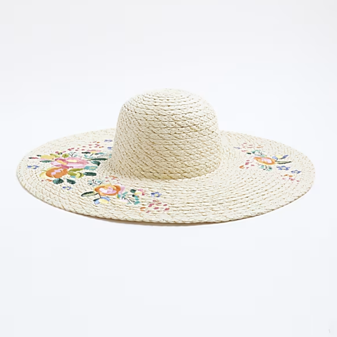 Beige Del Maar Flower Straw Hat – Summer Sun Style | UK Wholesaler