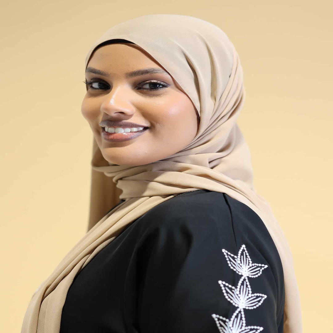 Beige Chiffon Scarf – Lightweight Headwear Accessory | UK Supplier