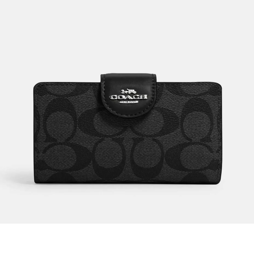 Coach Medium Zip Wallet – Charcoal Black Design | Malaysia Retailer/Distributor