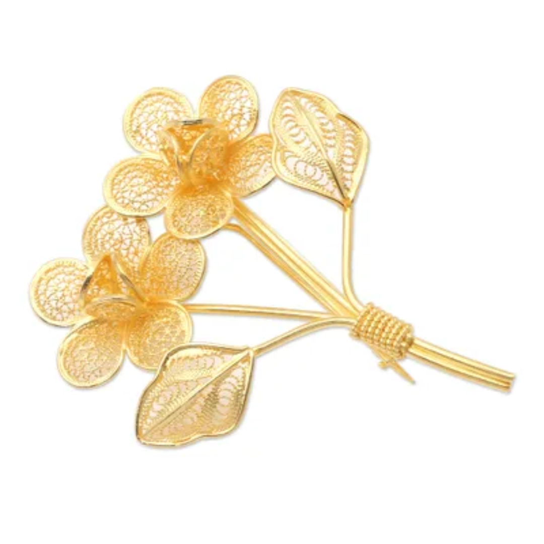 Curate Gold-Plated Filigree Flower Bouquet Brooch accessory