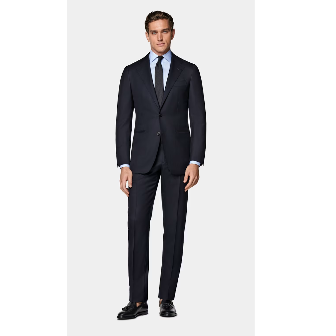 Navy Tailored Fit Havana Suit Elegant and Modern Style