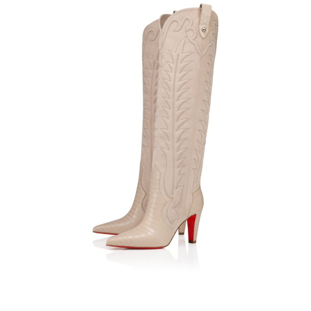 Santia Botta Designer Boots Alligator Embossed Calf Leather