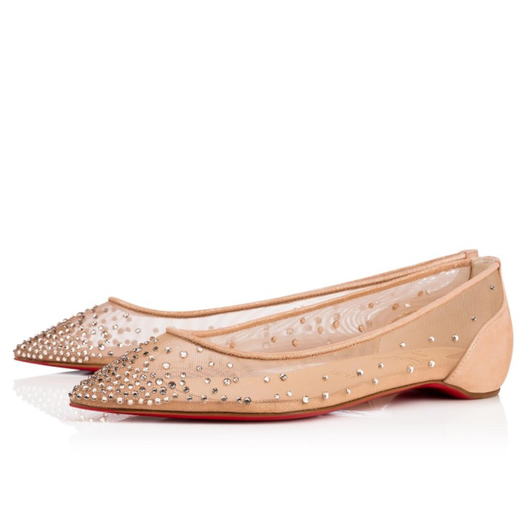 Follies Strass Ballerinas Mesh Suede Calf and Silk Women