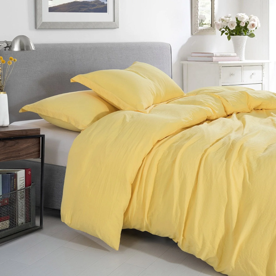 Washed Crinkled 3 Piece Duvet Set Cozy and Stylish