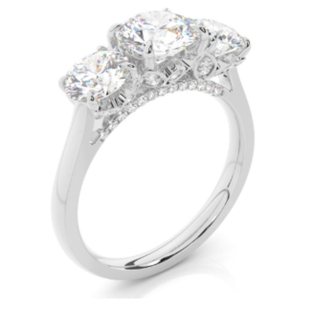 Floral Petal Trilogy Diamond Engagement Ring Online