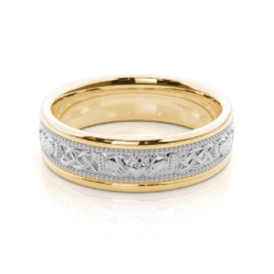 Two Tone Claddagh Wedding Band for Couples