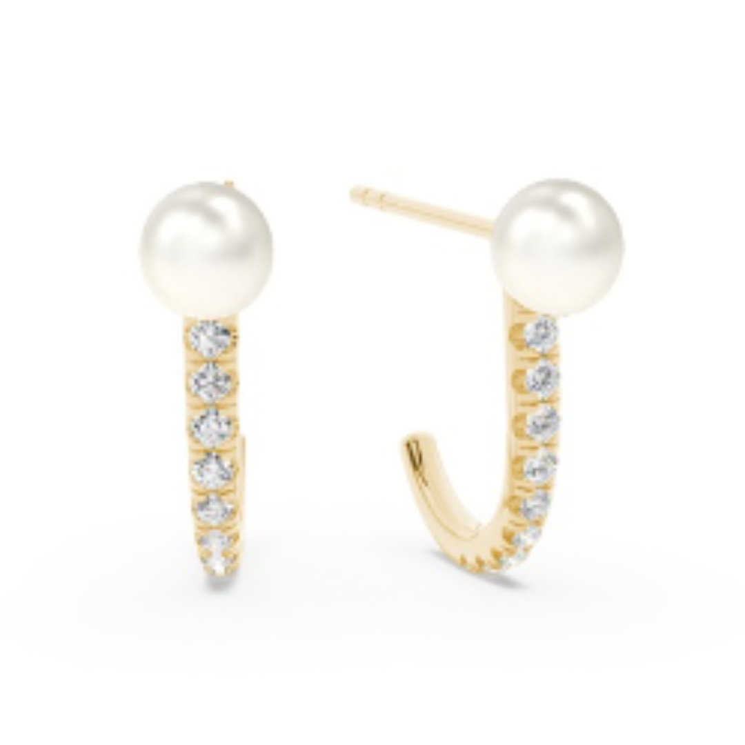 Freshwater Pearl J Hoop Earrings Available