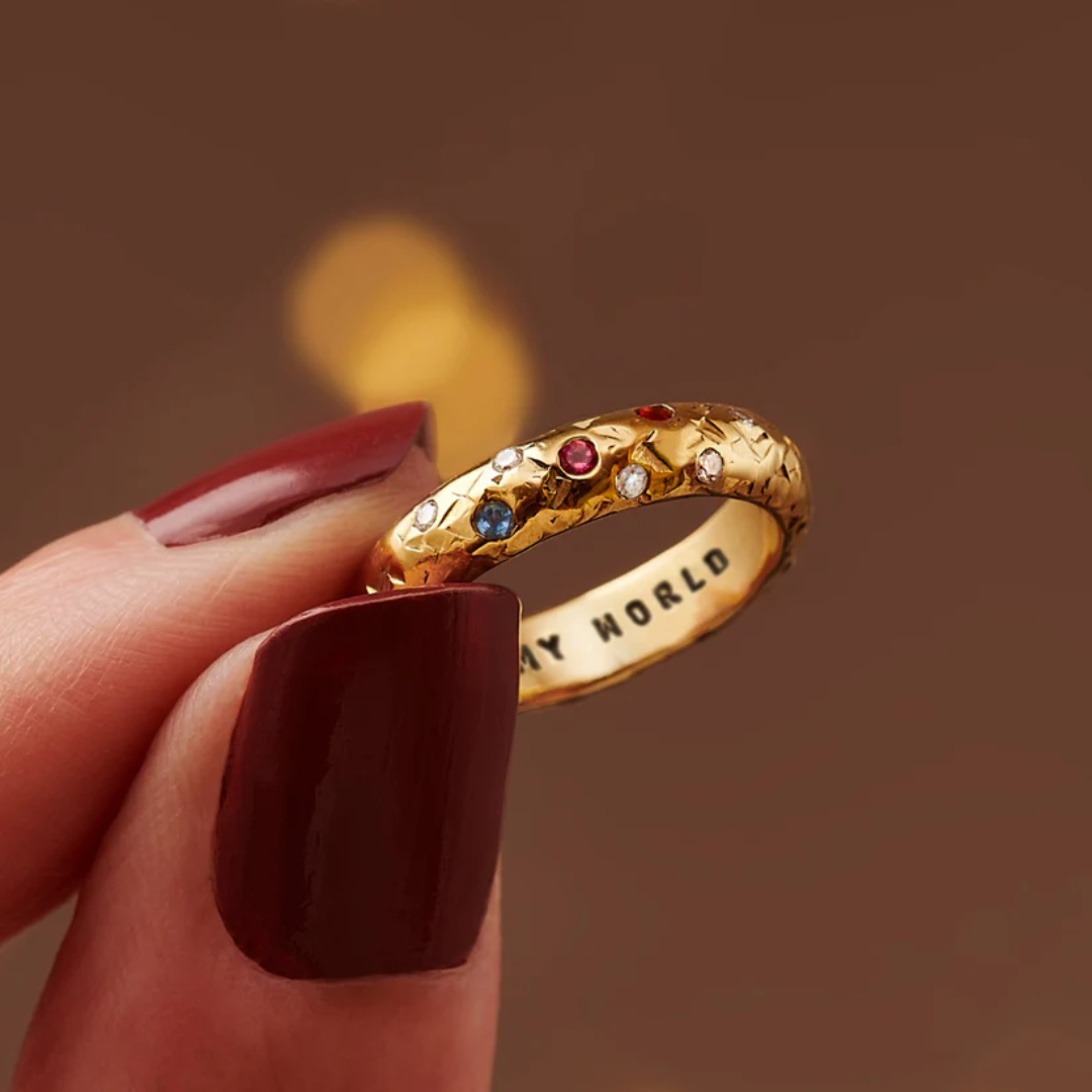 Personalised Diamond Birthstone Confetti Ring Gift