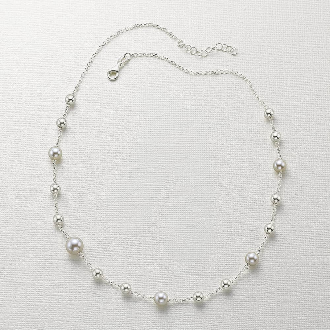 Punctuated in Pearl Silver Necklace Price Online