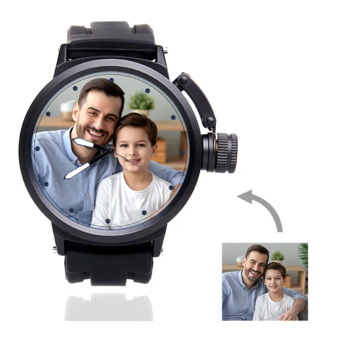 Men's Custom Photo Sport Watch Plastic Strap Stylish Gift