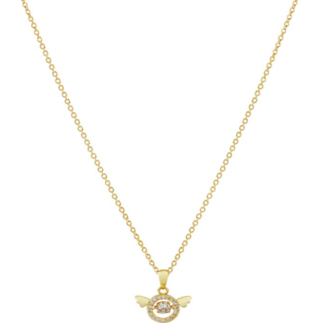 Guardian Angel Dancing Diamond Gold Necklace with Pendant