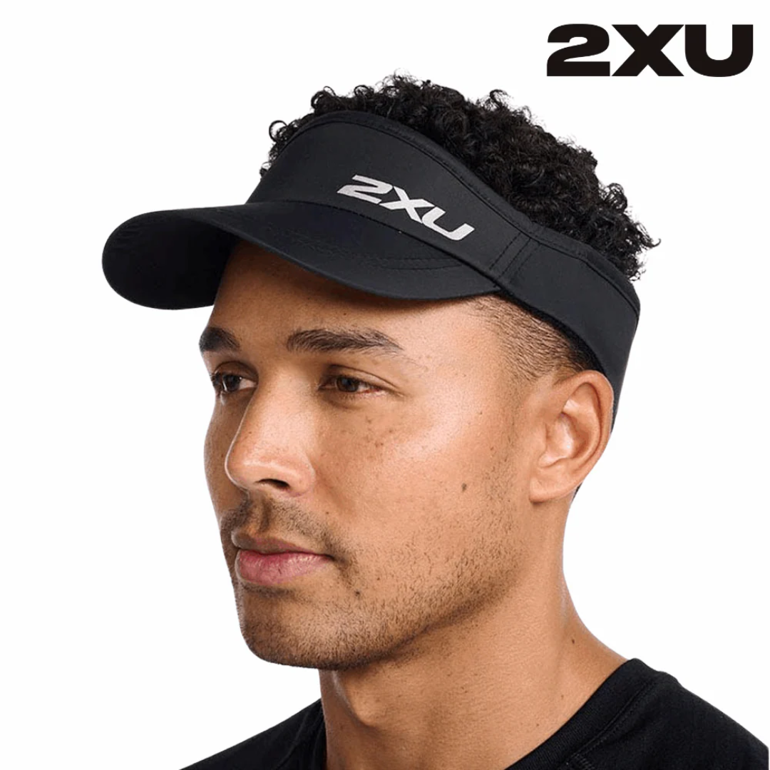 2XU Run Visor Black White Sports Headwear Deals