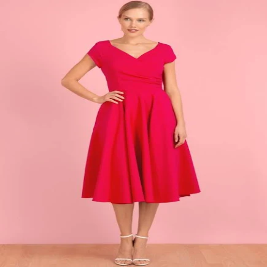 Hourglass Raspberry Swing Designer Dress on Sale