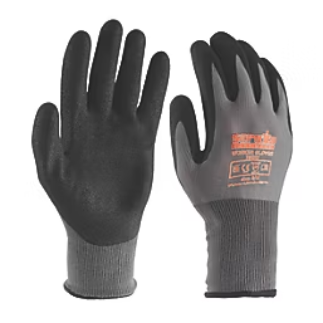 Scruffs Worker Gloves Grey Large 5 Pairs Bulk Pack
