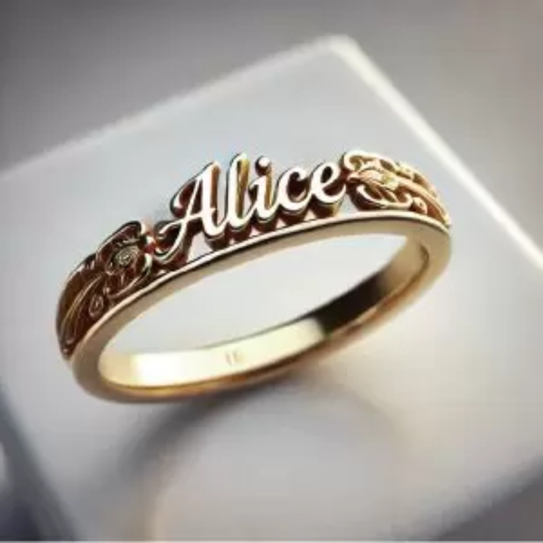 Holographic Character Name Custom Ring Design