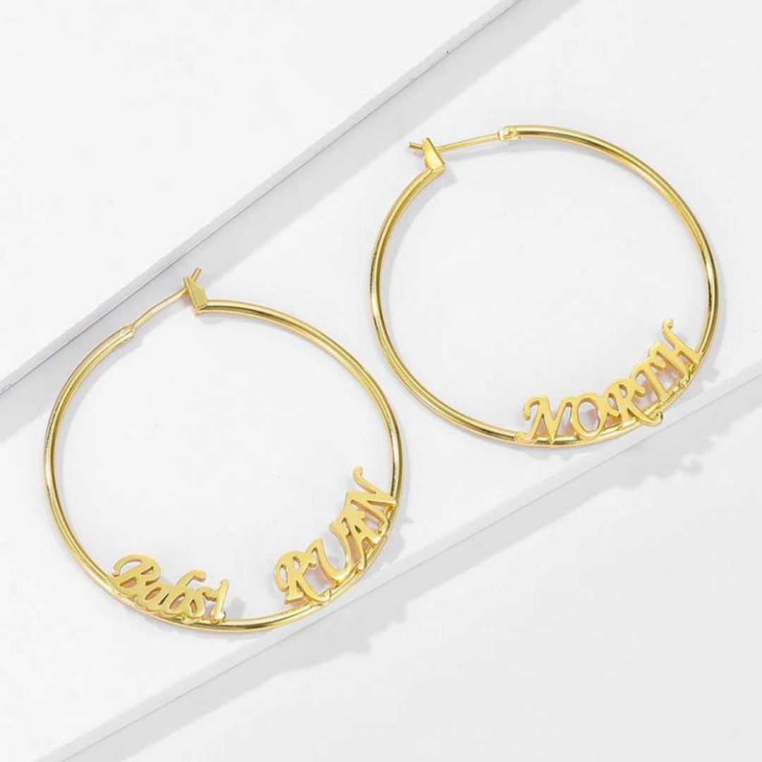 Silver Earrings for Women Engraved with Name