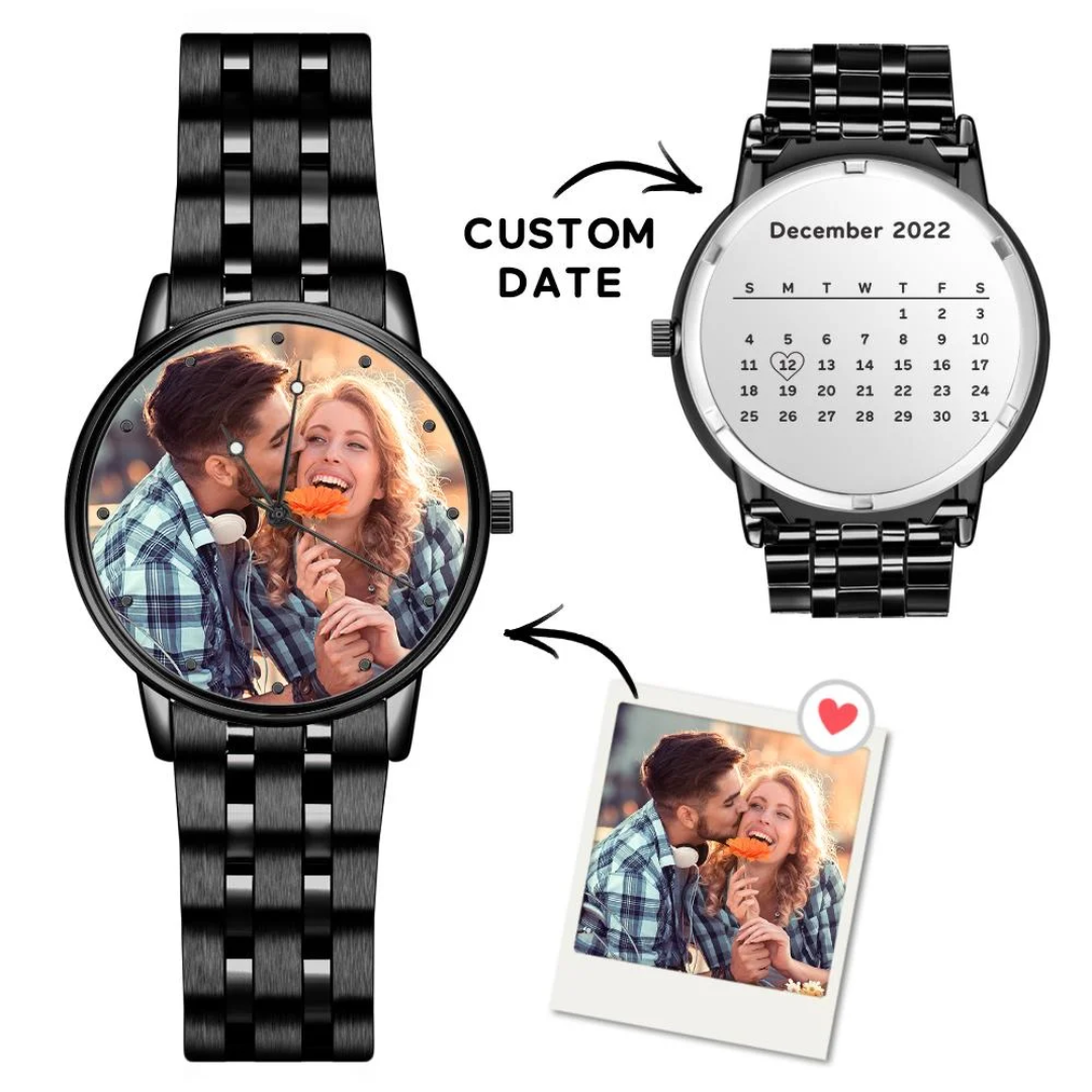 Men’s Engraved Custom Photo Watch With Calendar