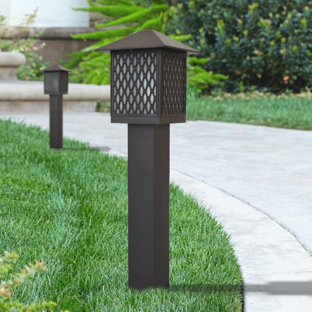 Brown Outdoor Bollard Light 81Cm Durable Garden Lighting