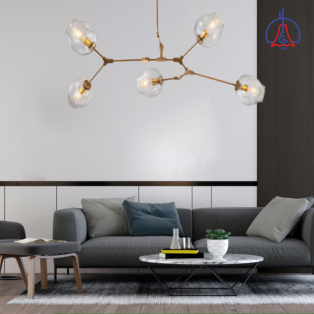 Modern Hanging Specialty Light 5 Buds Elegant Gold Design