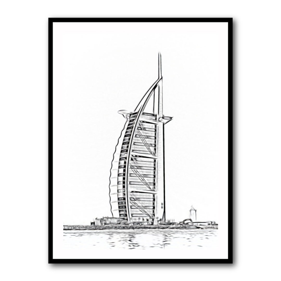 Burj Al Arab Pencil Sketch Wall Decor