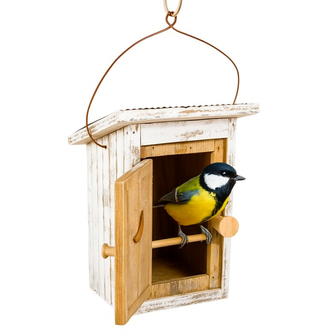 Decorative White Birdie Loo Small Birdhouse