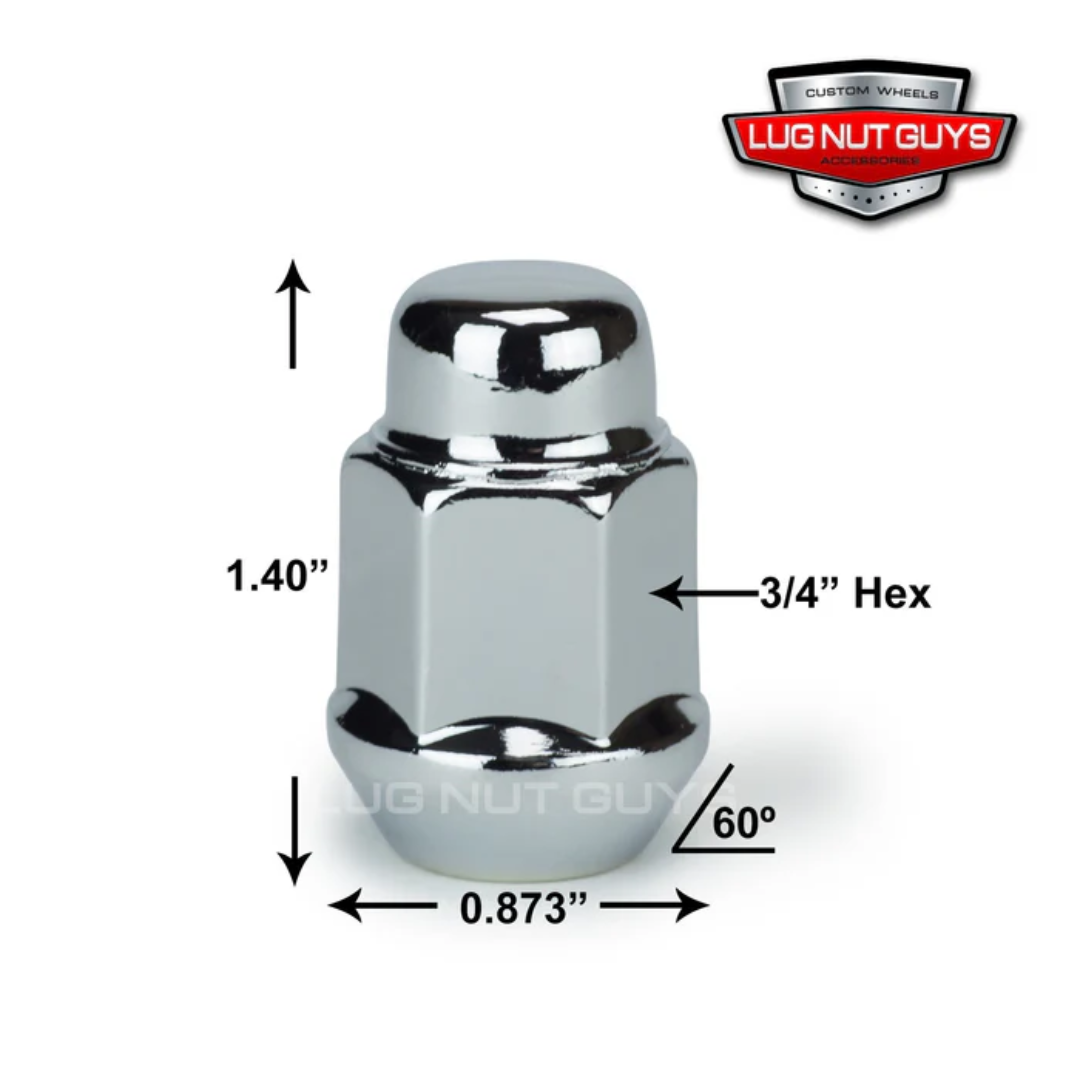 Chrome Bulge Acorn Lug Nuts 1/2-20 Pack For Wheels