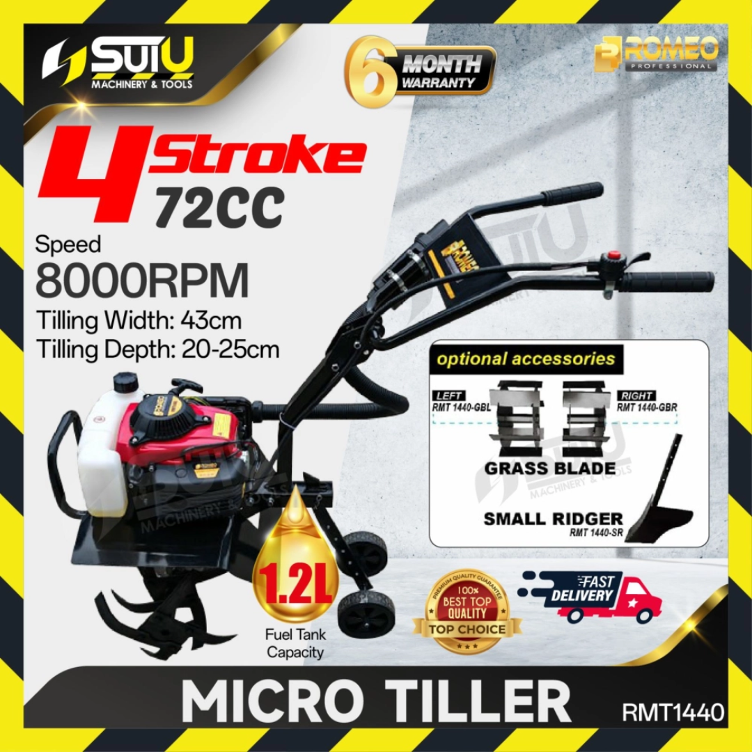 Romeo RMT1440 72CC 4 Stroke Micro Tiller 8000RPM