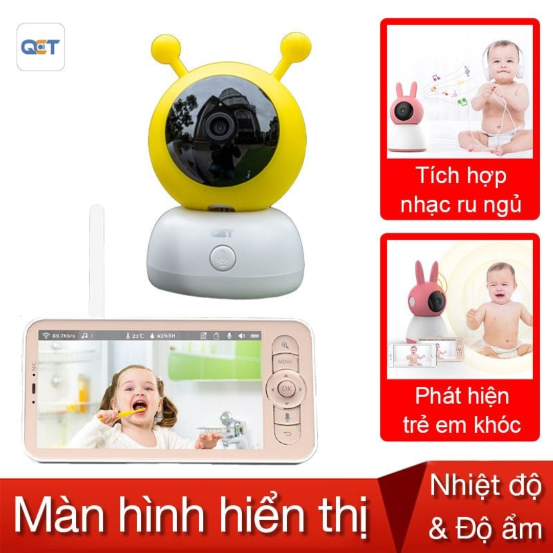 QCT 1080p Video Baby Monitor IP Camera With Display