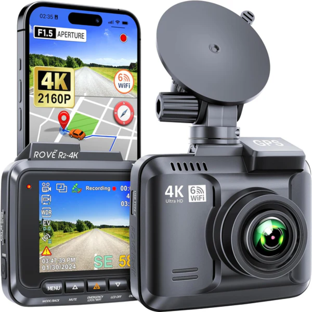 ROVE R2-4K Dash Cam 4K UHD With Fast Wi-Fi 6 Connection