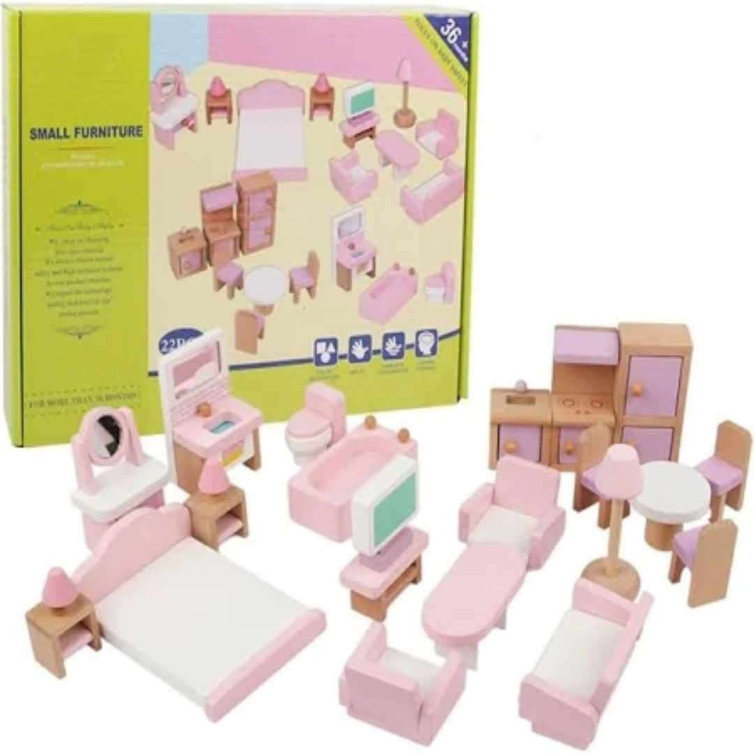 Delicate Dollhouse Accessories Pink Smooth Furnishings