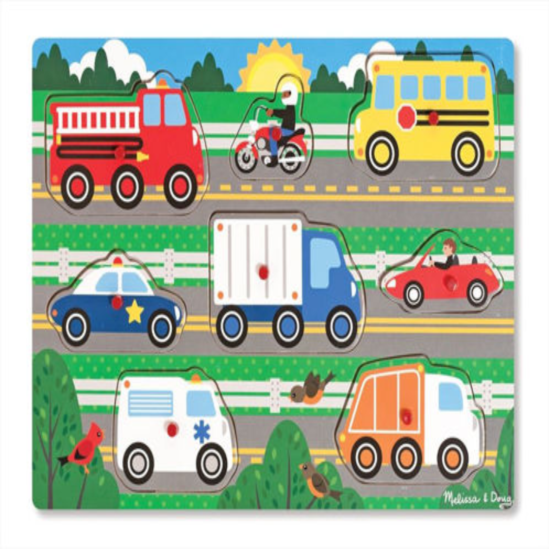 Wooden Peg Puzzles Vehicles For Creative Play