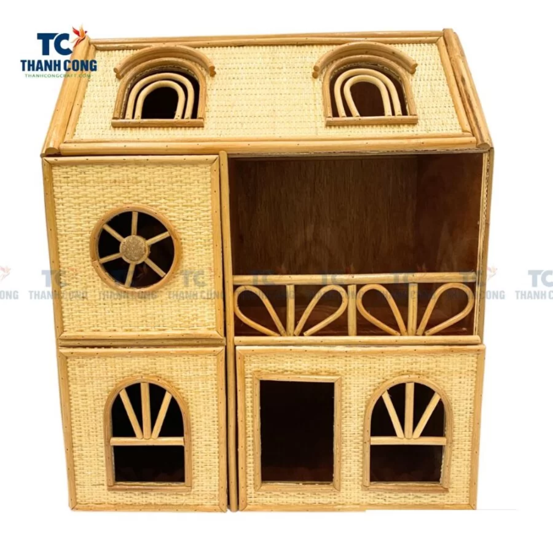 Wicker Rattan Doll House And Furniture Set TCBDA-23006