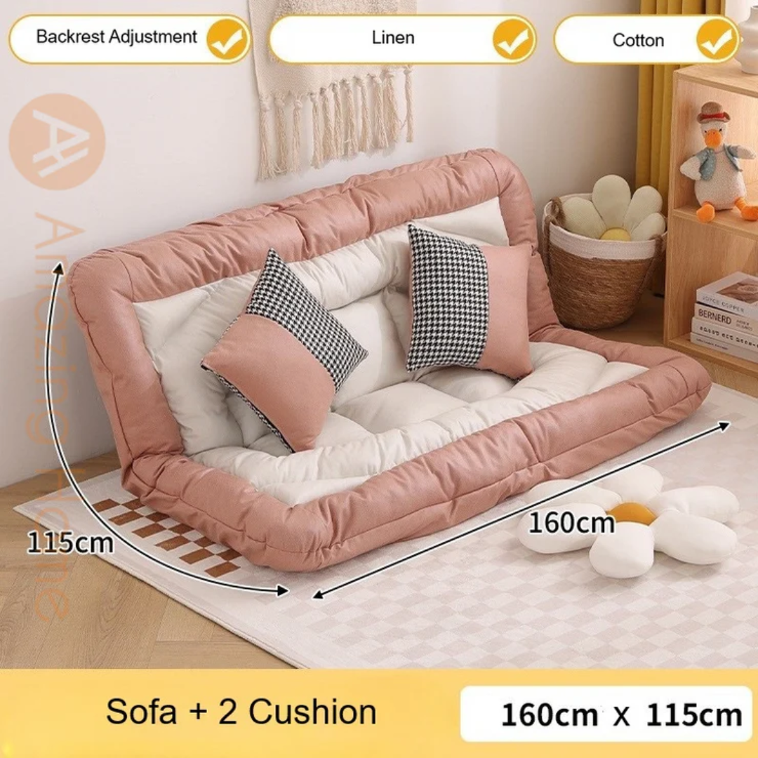 Solace Convertible Futon Lazy Sofa Bed With Cushion