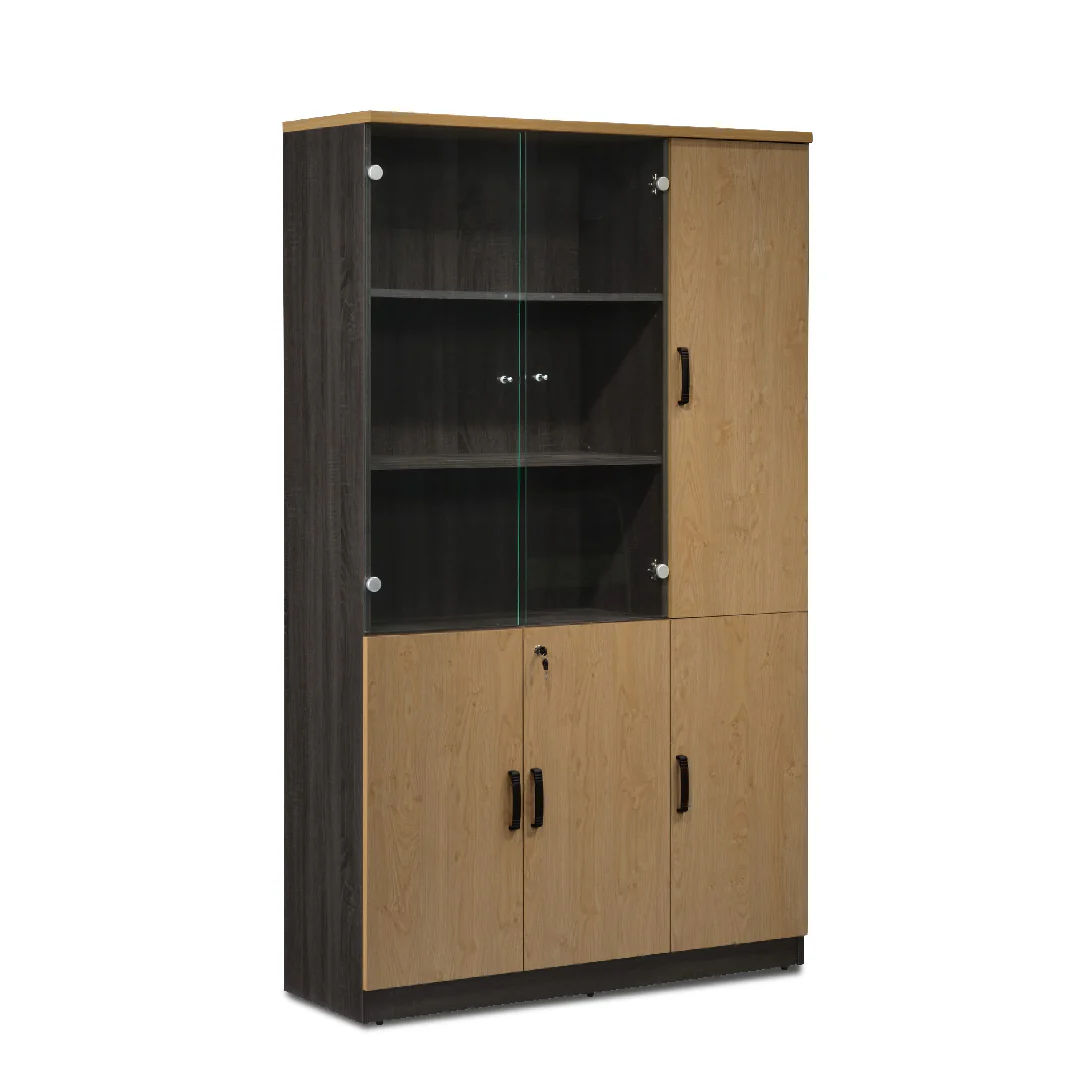KKALEIDO Glass Door Closed Book Shelf With Cabinet